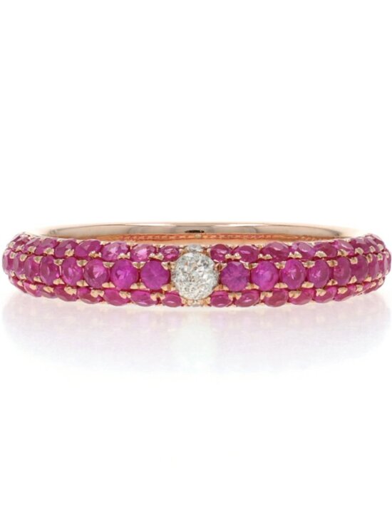 Crown of Light Crown Diamond Sapphire Stackable Band Rose Gold 14k .96ctw Ring - Picture 1 of 6